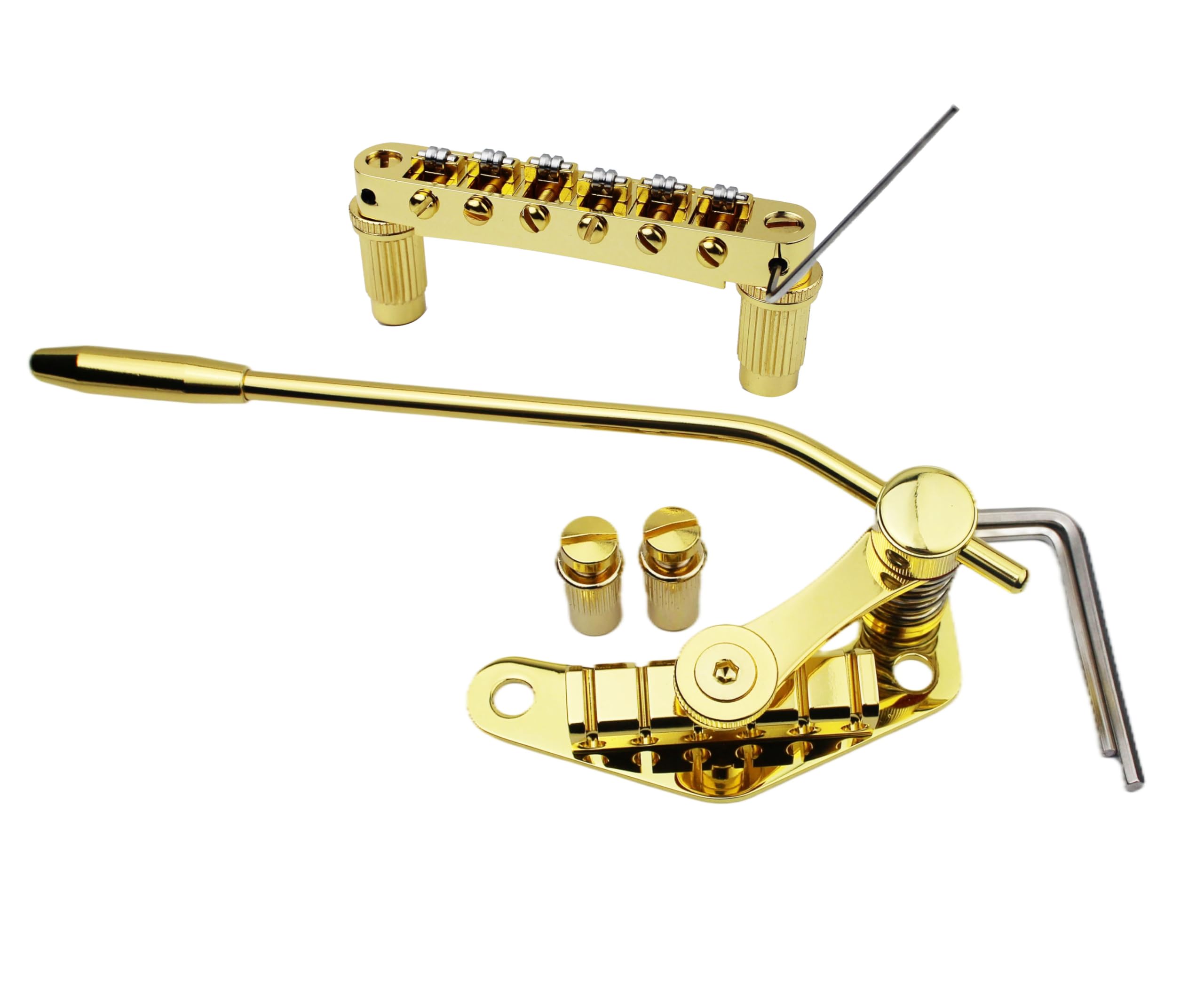 Guyker Guitar Bridge Stop Bar Tailpiece Tremolo Tm85 And Gm005 Tune-O-Matic Roller Saddle Bridge Combo Replacement Part Compatib